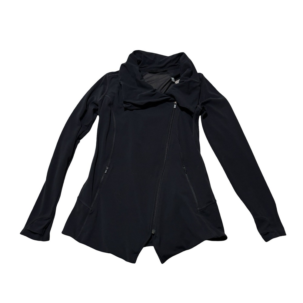 Athleta Women's Blissout Performance Yoga Jacket Black Asymmetrical Zip Sz Small